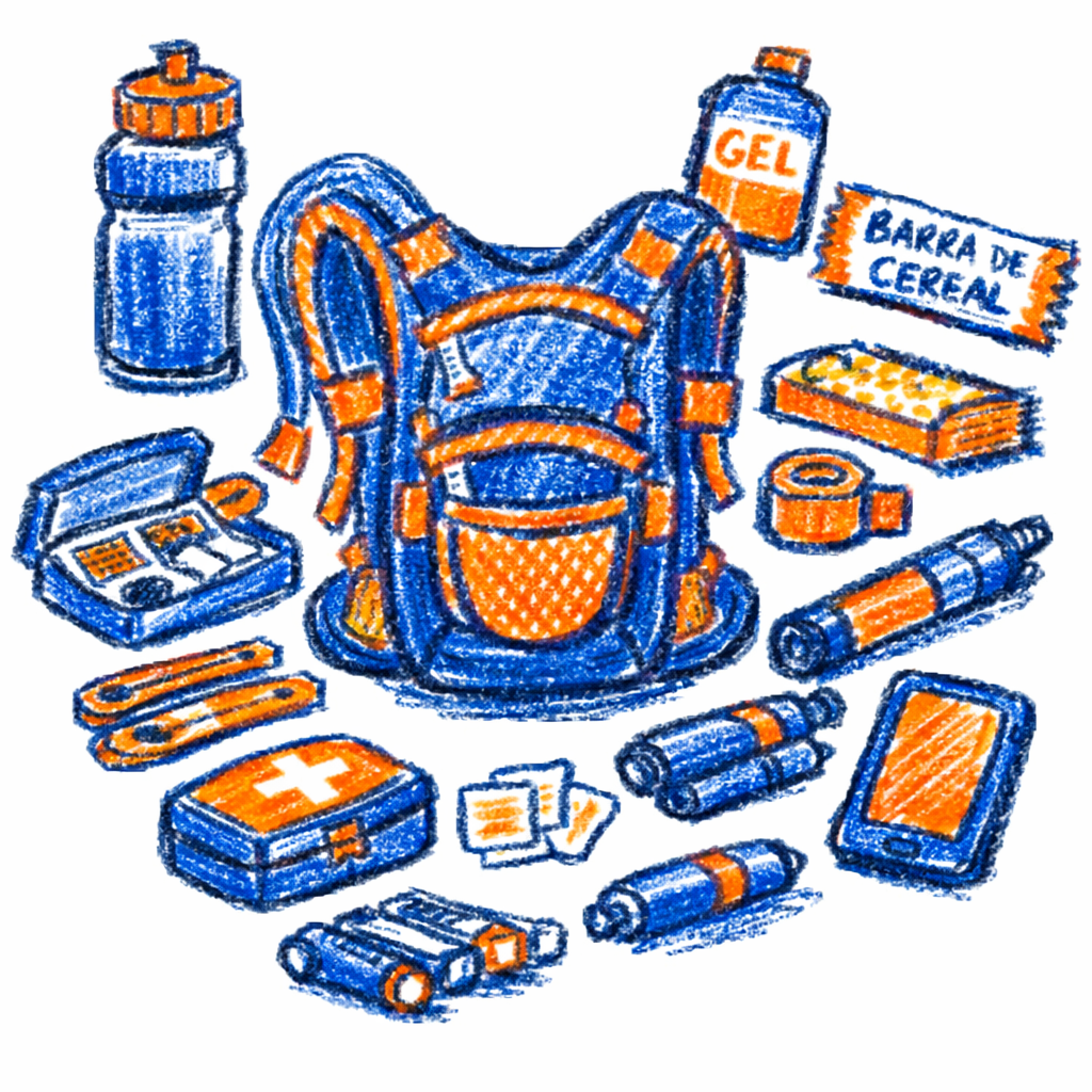 Mochila com acessórios do ciclista