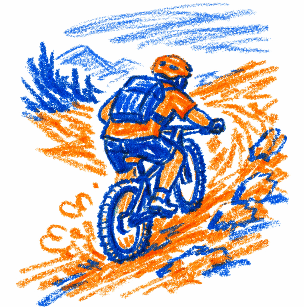 na trilha com o ciclista
